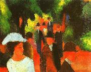 Promenade with Half Length of Girl in White August Macke